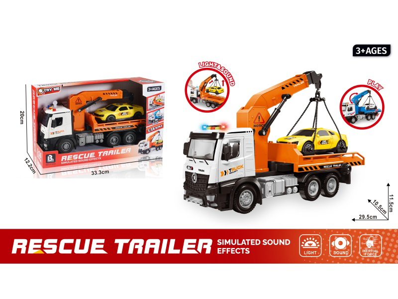 1:16 Sound And Light Inertial Door-Opening Rescue Vehicle - Orange (Package 3*Ag13)