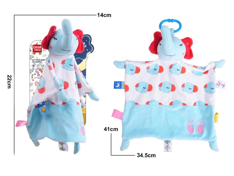 Colorful Animal-Themed Skin-Friendly Soothing Towel Plush Toy - Blue Elephant