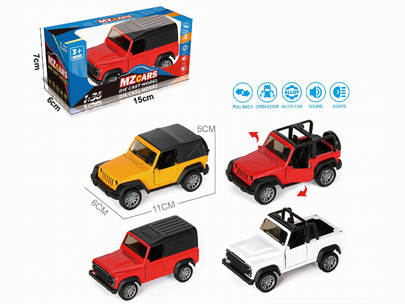 1:36 Pull Back Alloy Open Door Off-Road Vehicle(With Sound And Lights)