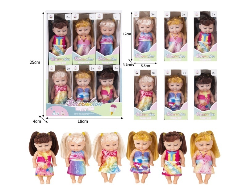 4-Inch Solid Sleeping Doll (6-Piece Set)