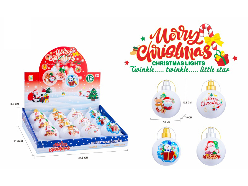 Christmas Round Ball Pendant(With Light)12pcs