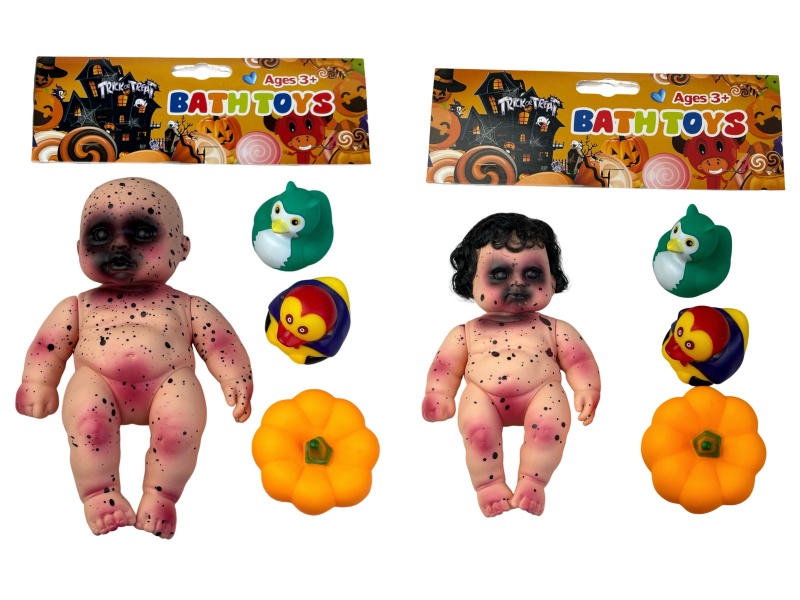 Halloween Dolls. Pumpkins. Owl Duck. Ghost Duck Ornament