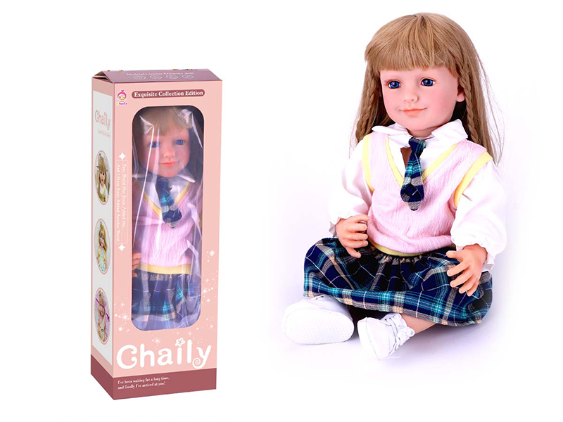 55CM Soft Glue High Simulation Baby Doll(Wig Sheath)With Diaper, Birth Card