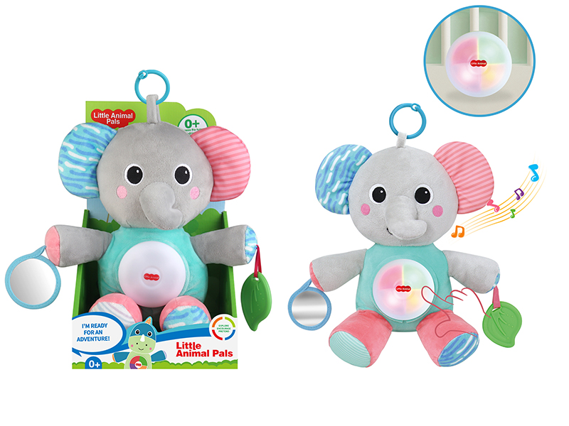 Plush Elephant Soothing Toy With Light And Music