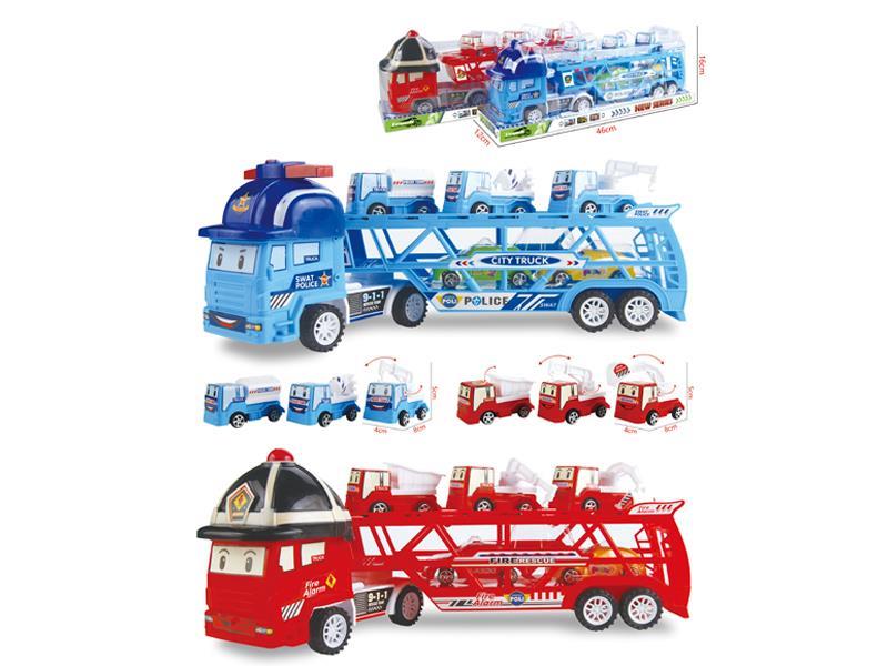 Friction Cartoon Double-Layer Engineering Truck