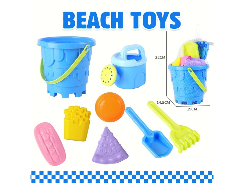 Beach Bucket Wine Sand Spade Tools Burger Potato Chip Mold Set Of 8