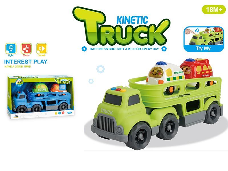 Slide Cartoon  Trailer With Light And Music(With 2 Slide Cartoon Cars)