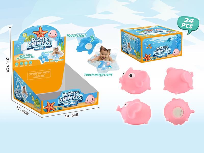 Baby Bathroom Toys Touch Water Light - Pink Elephant 24pcs