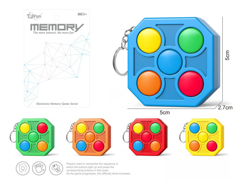 Keychain 5-Key Memory Game Console (5-Color Mixed Pack)