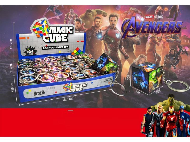 3Cm Second-Order Intelligence Cube Uv-Printed Iron Man With Keychain