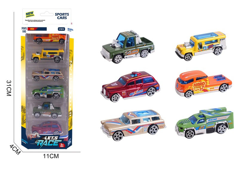 6 1:64 Alloy Car Models, 6 Pieces Each