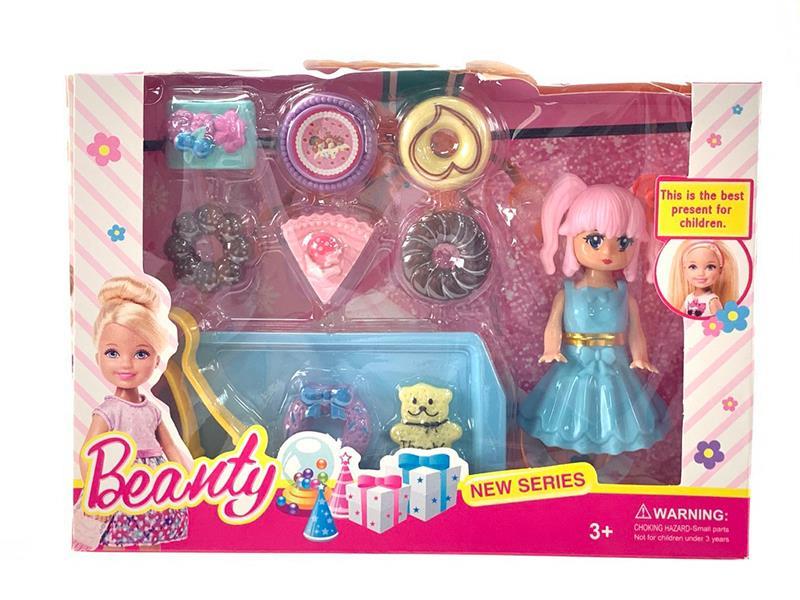 3-Inch Beautiful Girl Doll With Cookie Cake Set