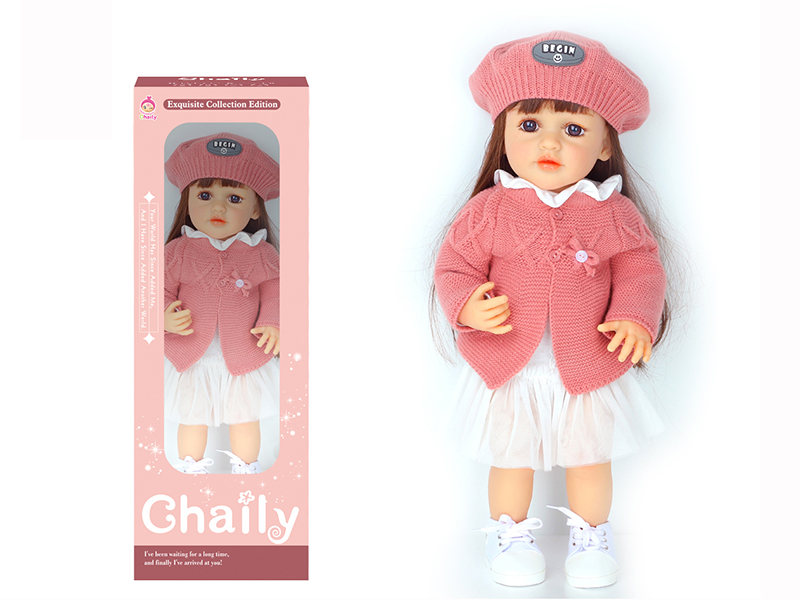 55CM Soft Glue Reborn Baby Doll(Machine Hair Transplant)With Diaper, Birth Card, Woollen Cap