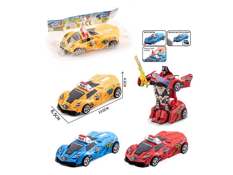 Friction Crash Deformation Lamborghini Taxi Car 1PCS