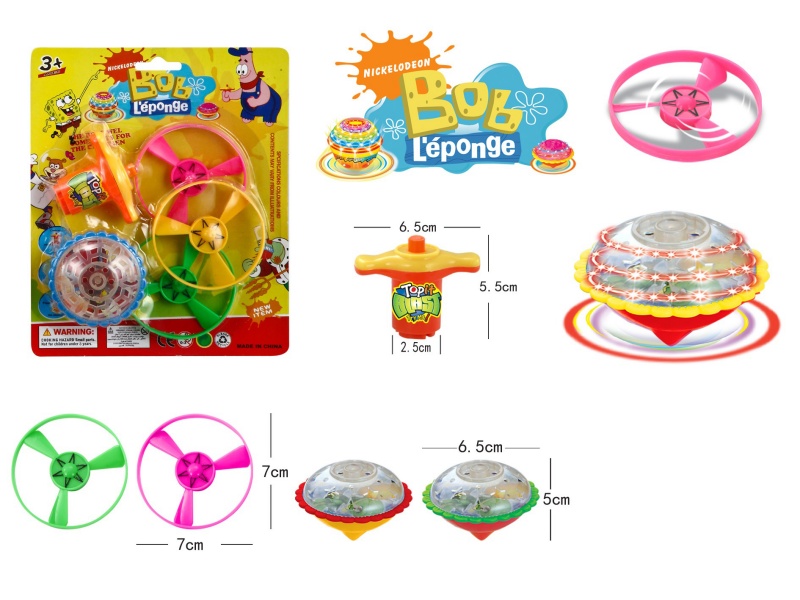 Windup Top Toy With Light Plus Spin Combination