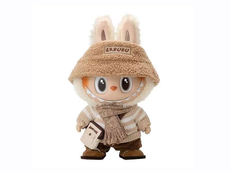 1:1 Outsize Limited Edition 40cm 24D Eyeball Plush Vinyl Face Stuffed Labubu Doll With Card, Clothes, A Woolen Hat And A Woolen