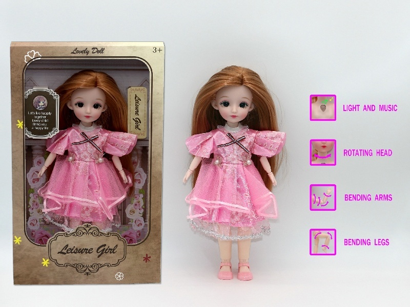 12-Inch 3D Simulation Eye 15-Joint Real-Life Music And Light Barbie Doll