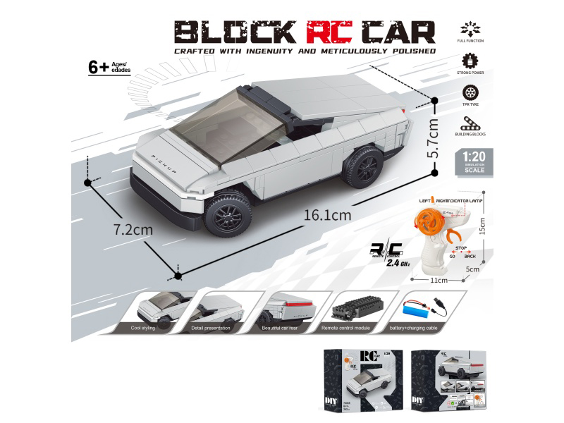 1:20 Building Block Remote Control Car - Simulated Tesla (Number Of Pieces: 242Pcs)