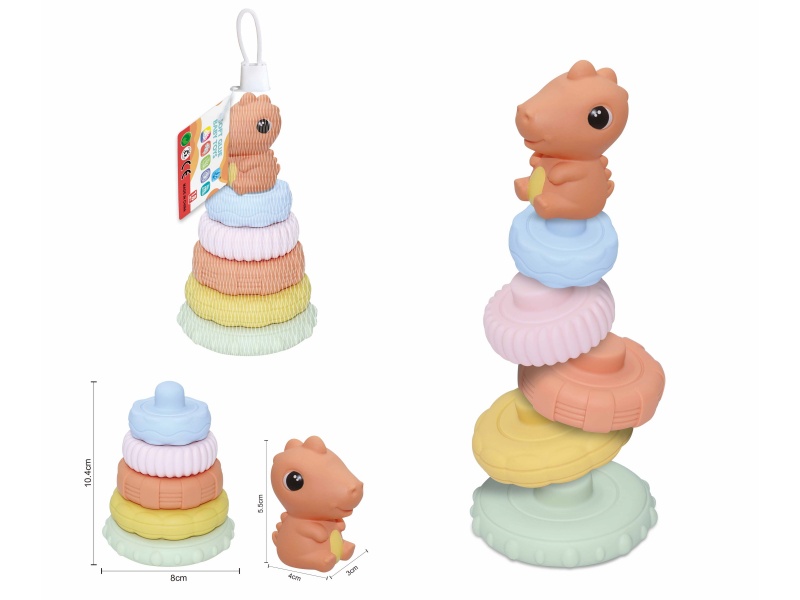 Soft Plastic Dinosaur Stacking Toy 6pcs