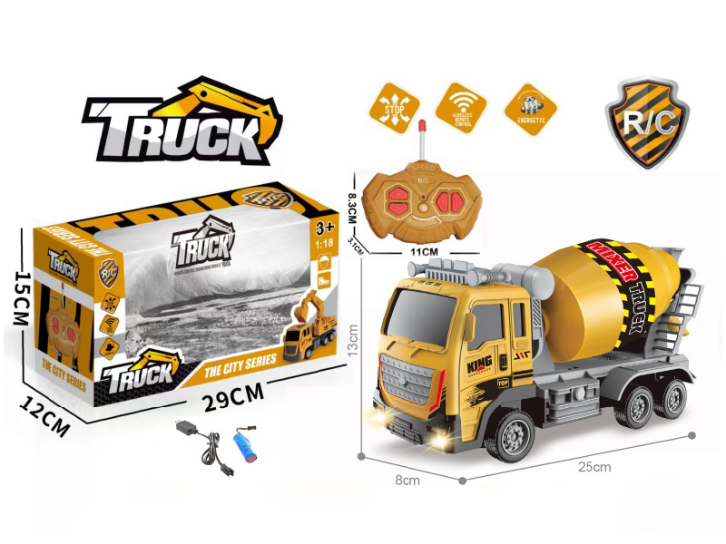 1:18 4CH R/C Cement Tank Engineering Truck With Head Light