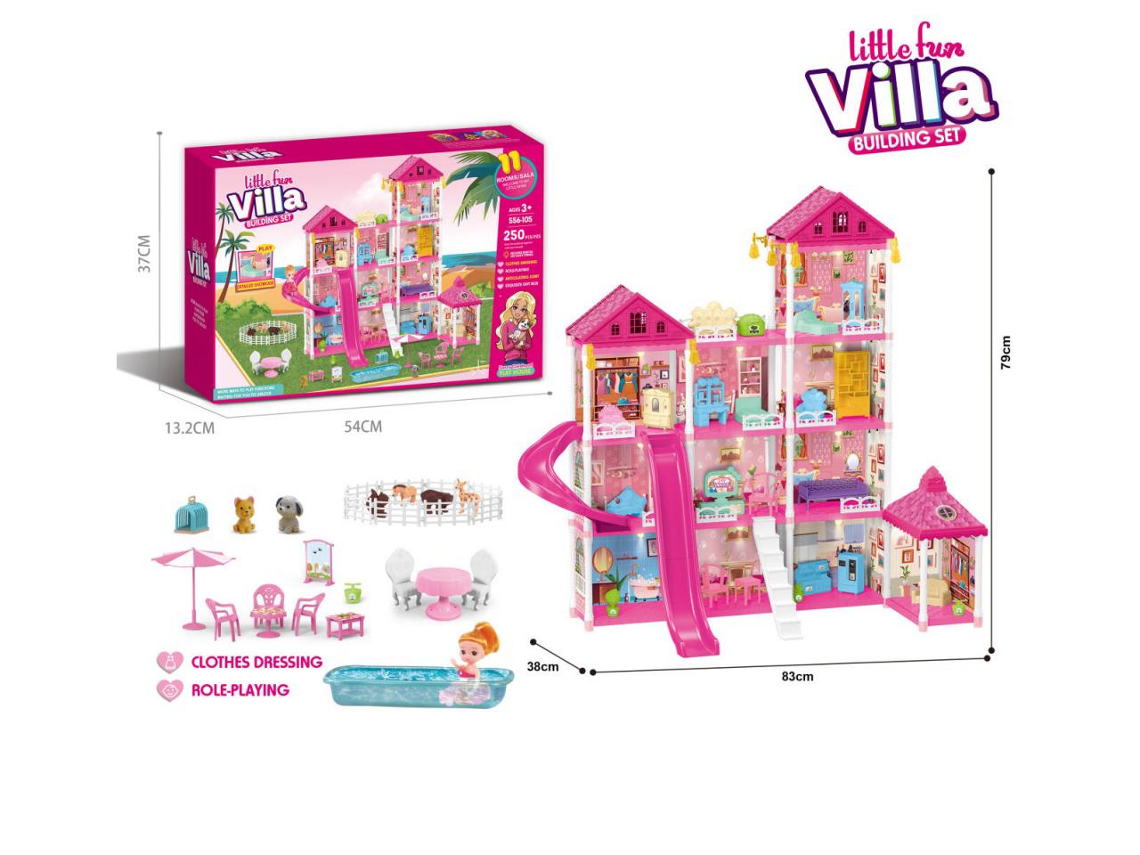Diy Assembled Castle Doll Villa 250 Pieces With Lights (Injection Molding Model)