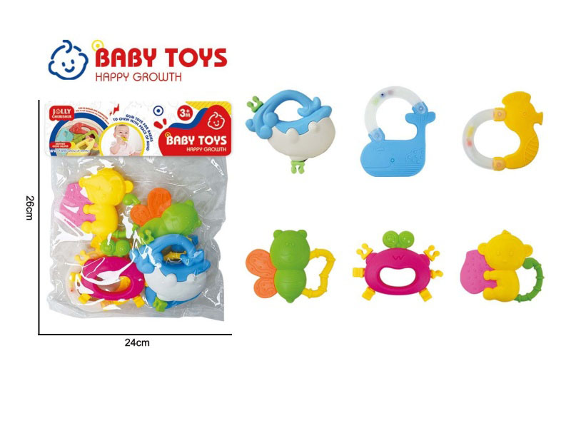 A 6-Piece Set Of Cartoon Educational And Soothing Baby Teething Toys