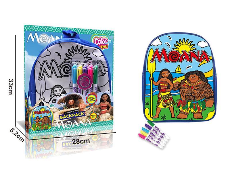 Moana Coloured Drawing Painting Backpack(5 Colour Washable Pen)