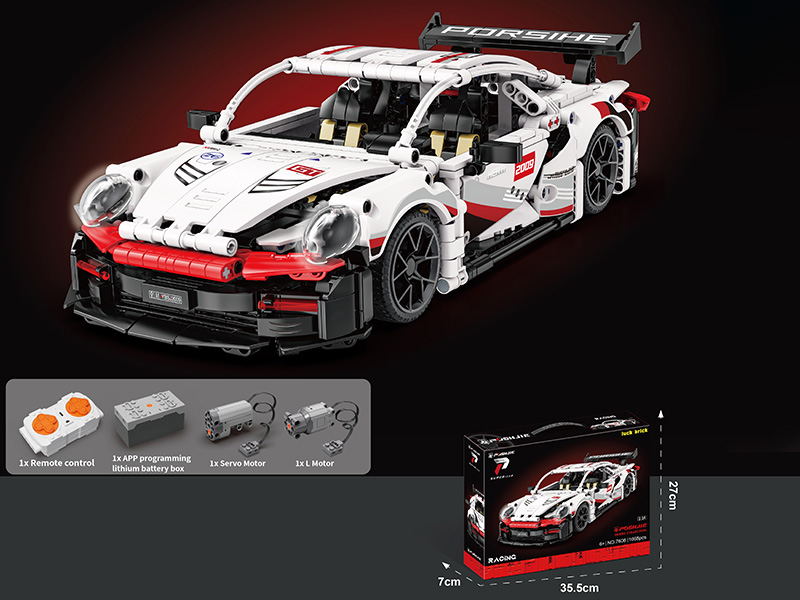 1:14 Porsche 911 RSR Car Model Building Blocks(Lithium Battery, Remote Control)1068pcs