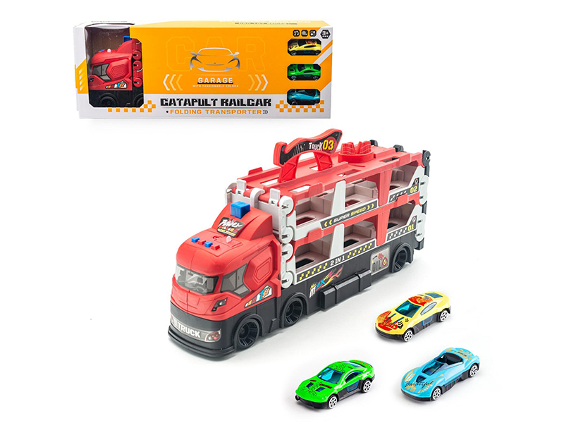 Catapult Track Double-Decker Container Truck With 3 Alloy Cars