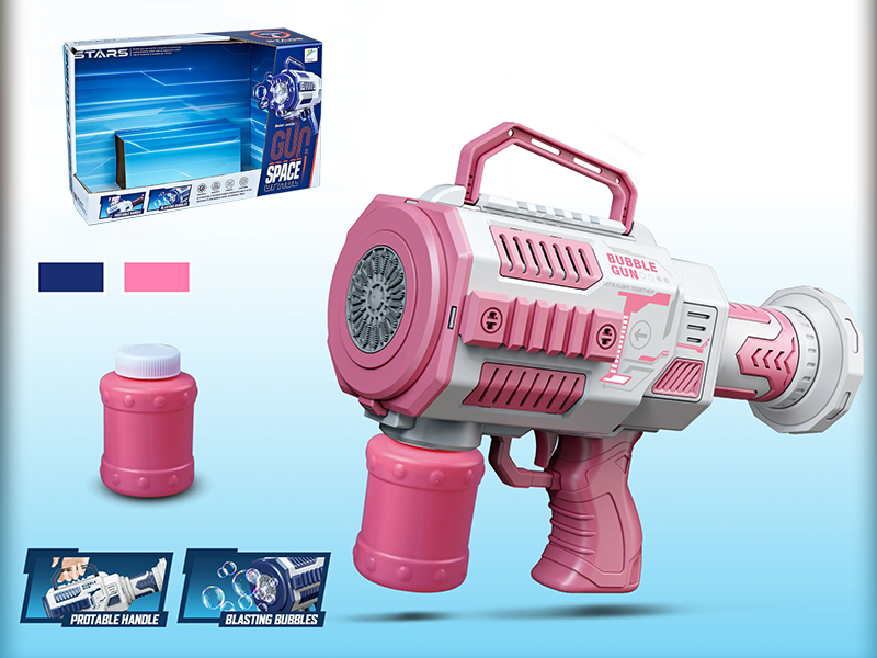 12 Hole Space Bubble Gun With 50ml Bubble Water(Pink)