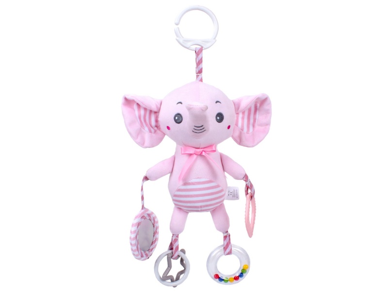 Pink Elephant Rubber Ring Baby Comfort Plush Bed Hang