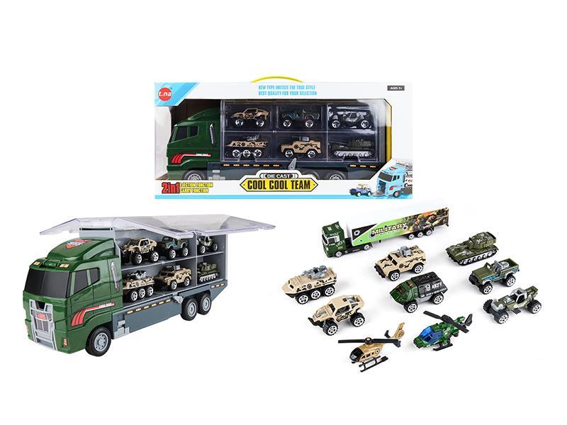 Slide Alloy Container Car Military Series