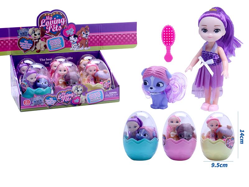 Girl Doll With Dog, Comb 6pcs