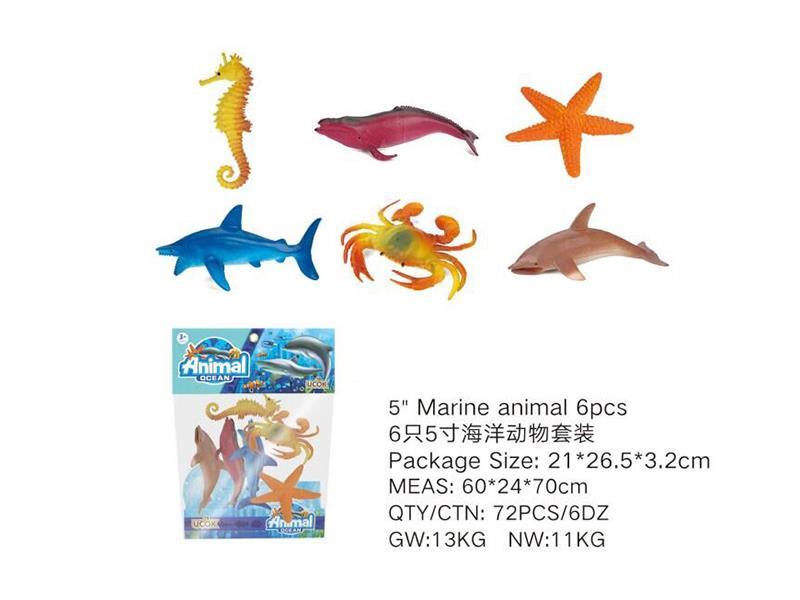 6pcs 5" Sea Animals Set