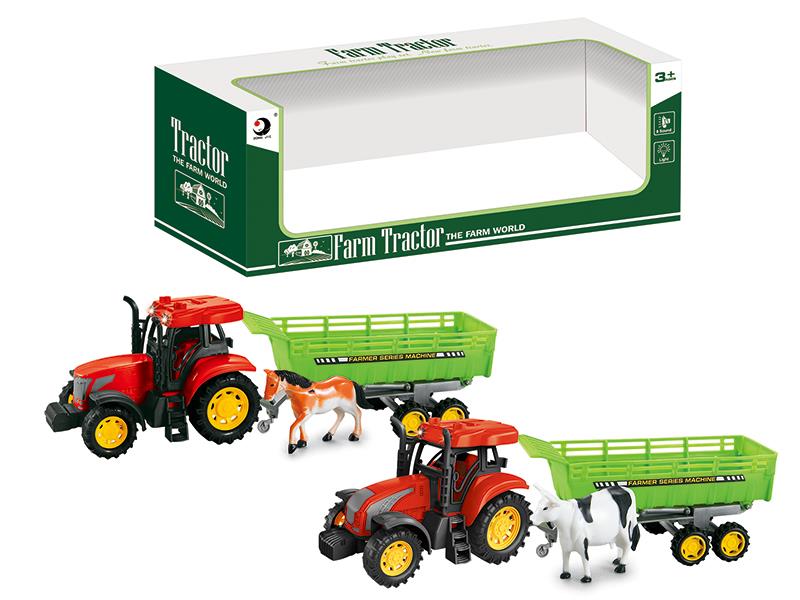 Friction Farm Tractor With Dump Trailer(Lights And Music)