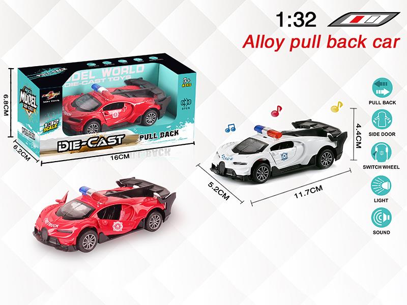 1:32 Bugatti Alloy Open Doors Pull Back Police Car With Light And Music