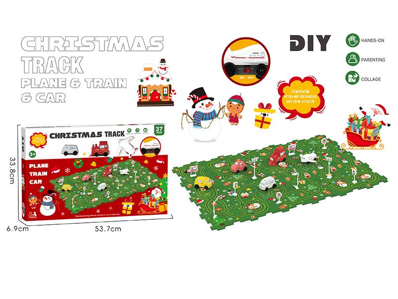 DIY Christmas Theme Puzzle Track Car(37PCS)