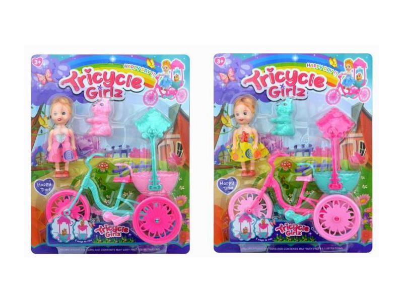 3.5 Inch Doll+Cartoon Tricycle Set