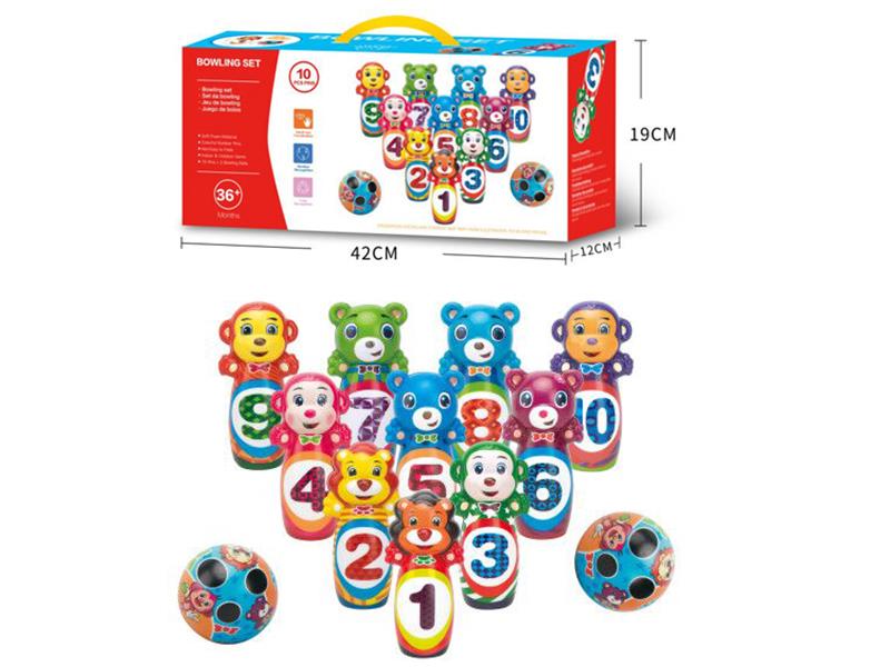 12pcs PU Animal Bowling Toy