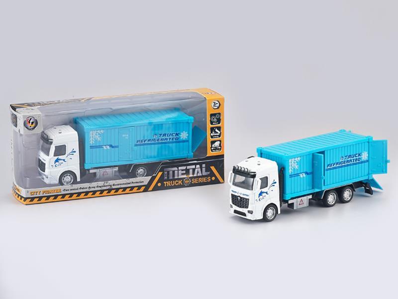1:32 White Pull Back Alloy Container Car