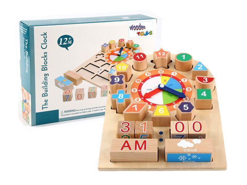 Wooden  Building Blocks Clock