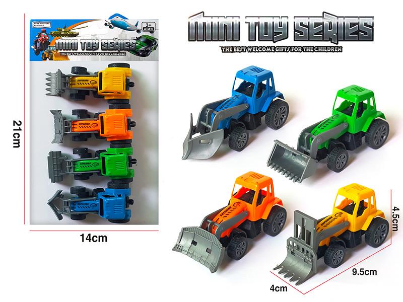 4pcs Pull Back Farm Tractor