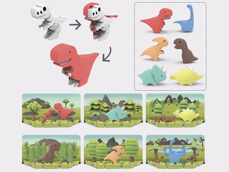 Magnetic Assembly Dinosaur + Scene