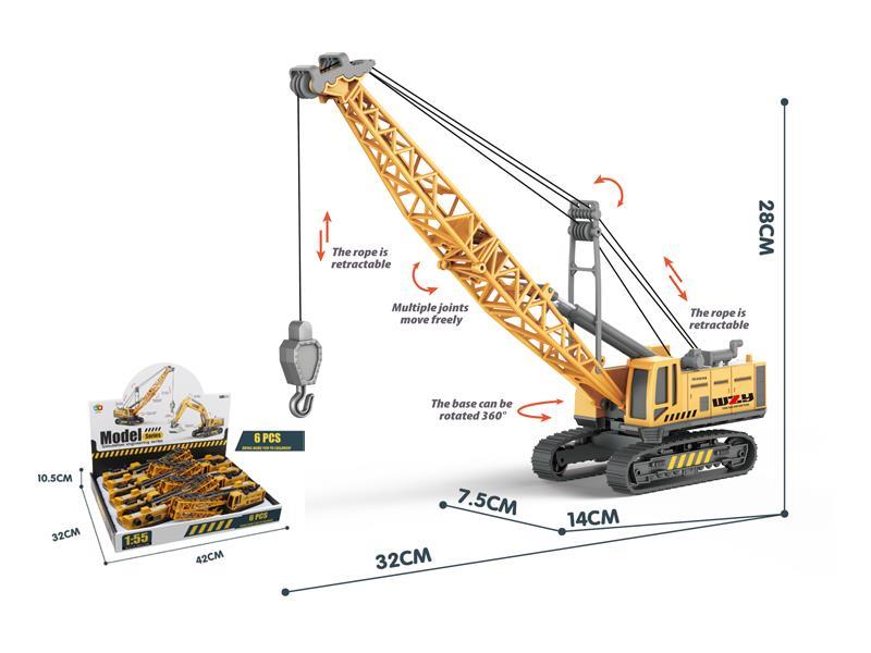 6PCS Alloy Crane Engineering Vehicle