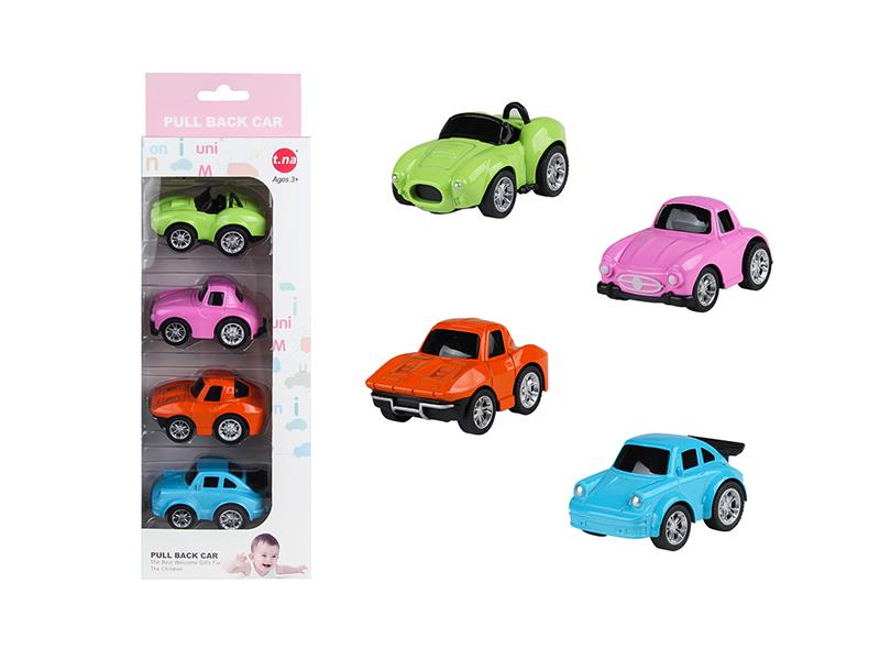 Q Version Mini Alloy Pull Back Racing Car 4pcs
