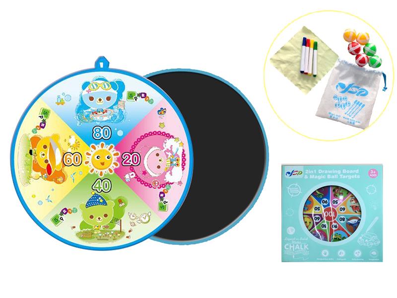 2 In 1 Drawing Board & Velcro Dartboard