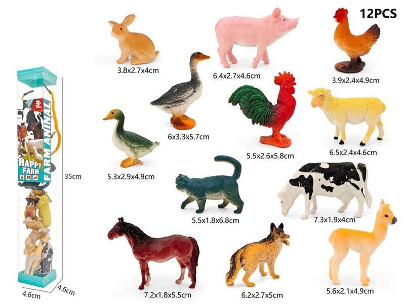 12 Medium-Sized Farm Animal Square Tubes