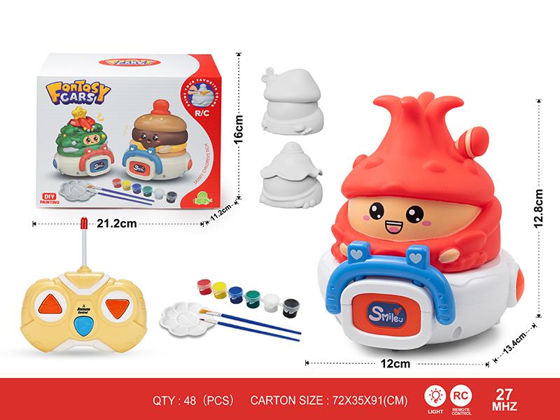 27Mhz DIY Painting 2-Channel Remote Control Vinyl Mushroom Car, Banana Car, Dragon Fruit Car(With Lights) 1 Changing 3