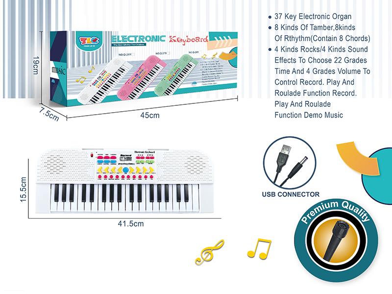 37 Key Multifunctional Electronic Organ With Microphone, USB Cable(White)