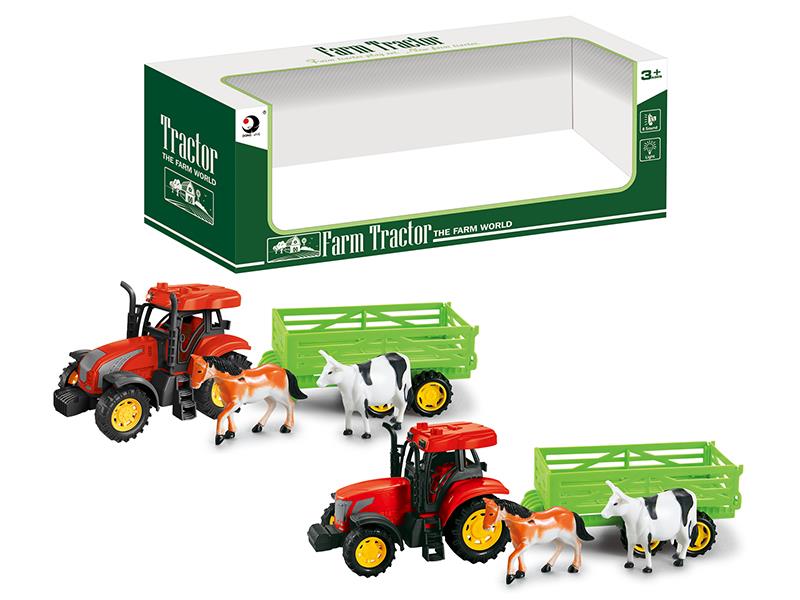 Friction Farm Tractor Trailer Toy(Lights And Music)